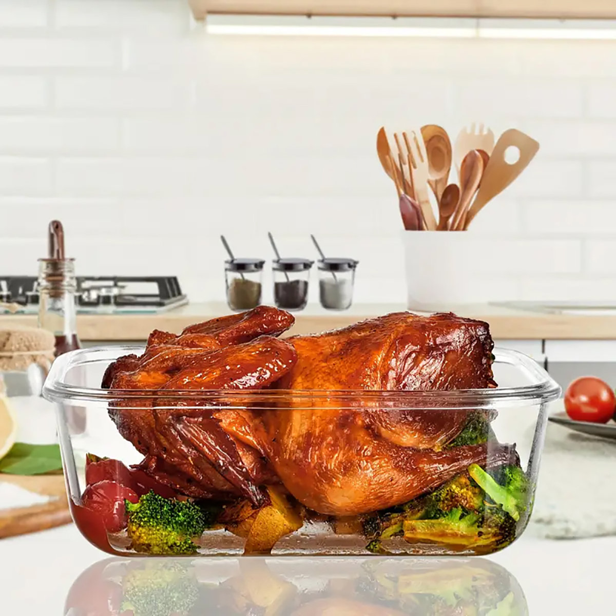 2Pack 1860Ml/ 63Oz Large Glass Storage Containers With Lids, Meal Prep Food Container Set With Snap Airtight Lid For Baking, Microwave, Oven, Leak Proof, For Freezer, Dishwasher